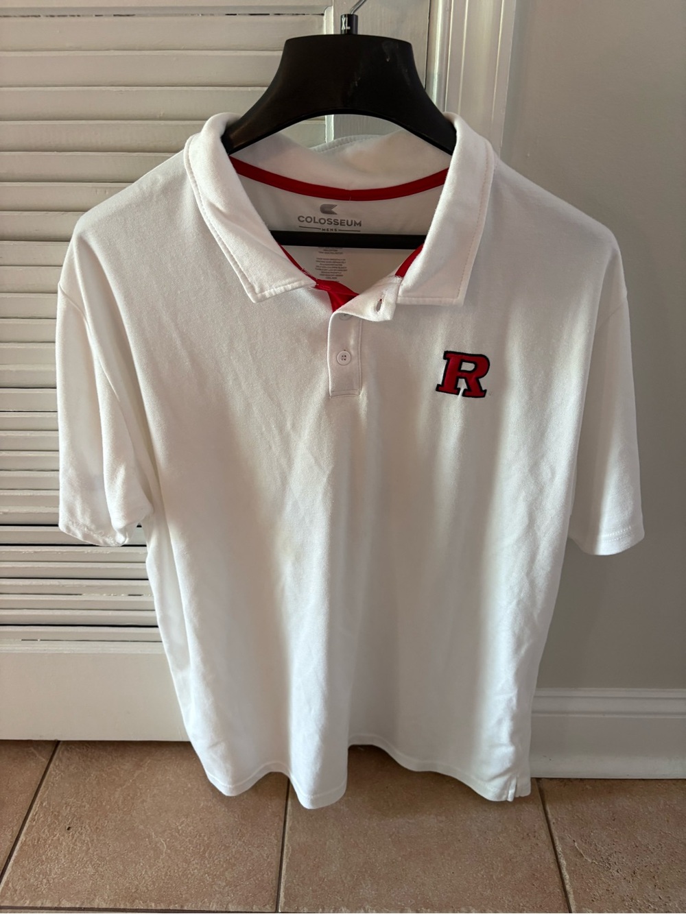 Rutgers University Colosseum Men's Polo whit & Red XXL